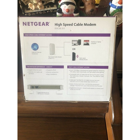 New NETGEAR CMD31T-100NAS High Speed Cable Modem DOCSIS 3.0 External Port IPv6 - Picture 4 of 12